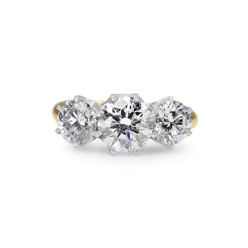 18ct Yellow and White Antique Style 3 Stone Lab Grown Diamond Ring