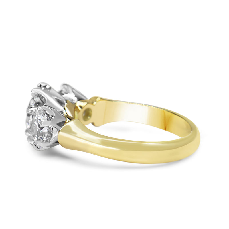 18ct Yellow and White Antique Style 3 Stone Lab Grown Diamond Ring