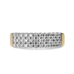 9ct Yellow and White Gold 3 Row Diamond Band Ring