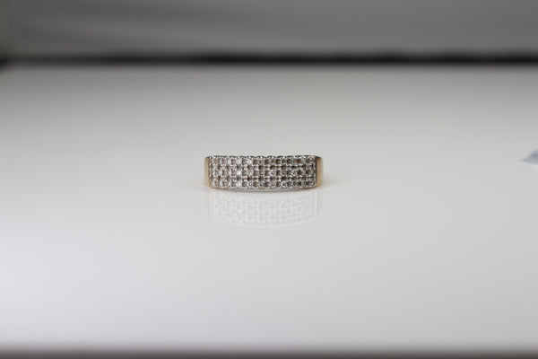 9ct Yellow and White Gold 3 Row Diamond Band Ring