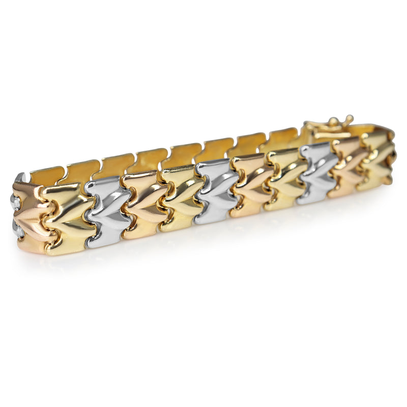 14ct Yellow, Rose and White 3 tone Fancy Link Bracelet