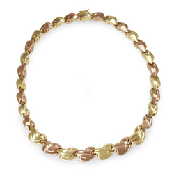14ct Yellow and White 2 Tone Vintage Fancy Link Necklace