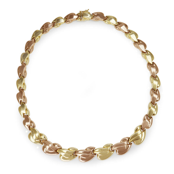 14ct Yellow and White 2 Tone Vintage Fancy Link Necklace