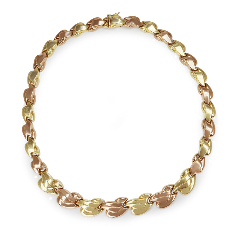 14ct Yellow and White 2 Tone Vintage Fancy Link Necklace