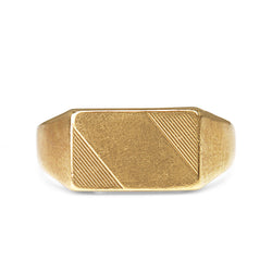 9ct Yellow Gold Etched Rectangle Signet Ring
