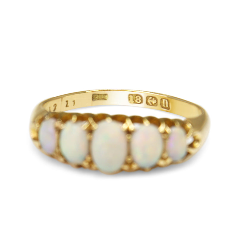 18ct Yellow Gold 5 Stone Opal Antique Ring