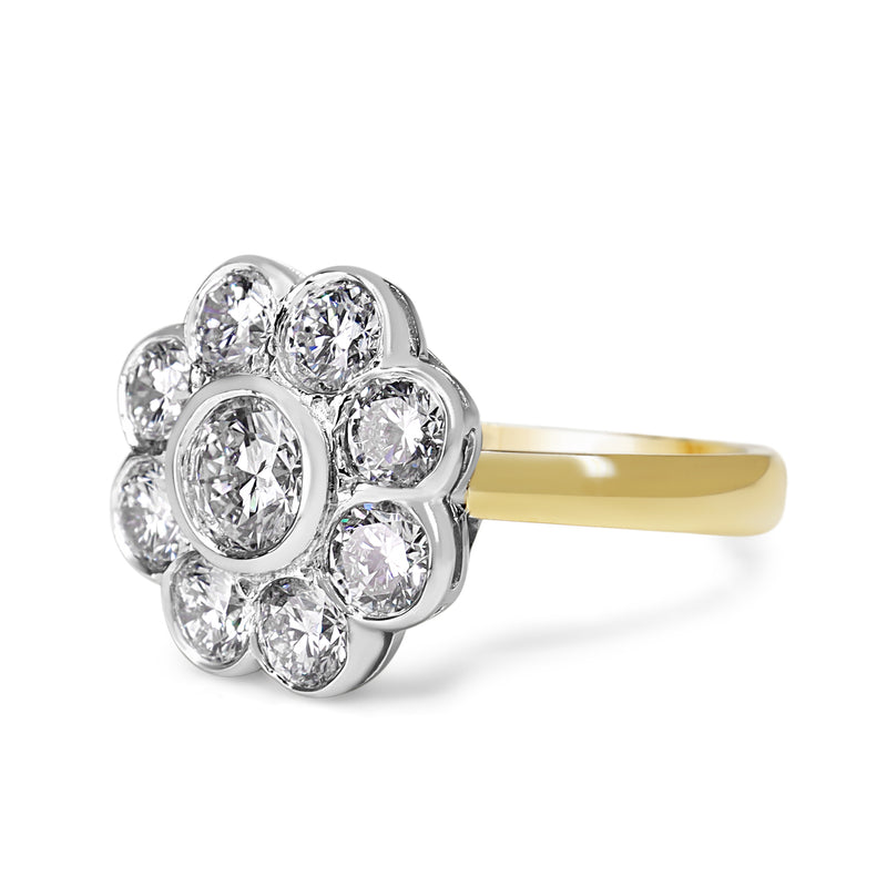 18ct Yellow and White Gold Lab Grown Diamond Daisy Ring