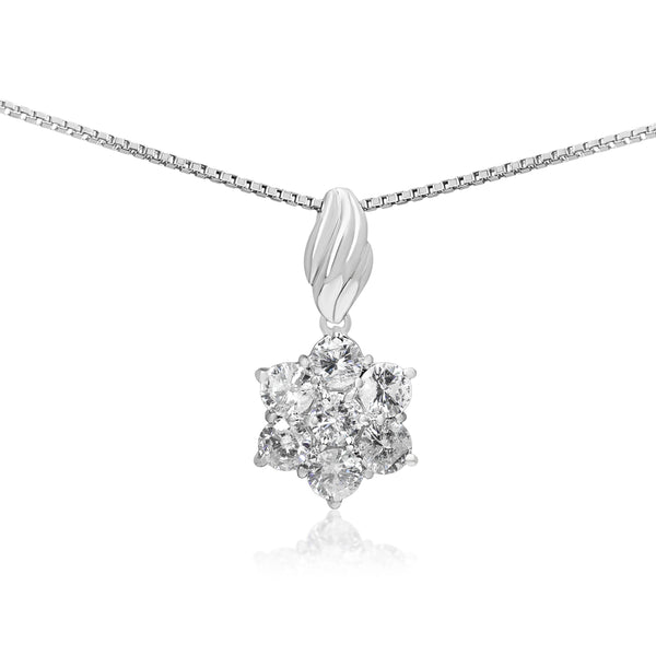 Platinum 2.25ct Diamond Daisy Cluster Necklace