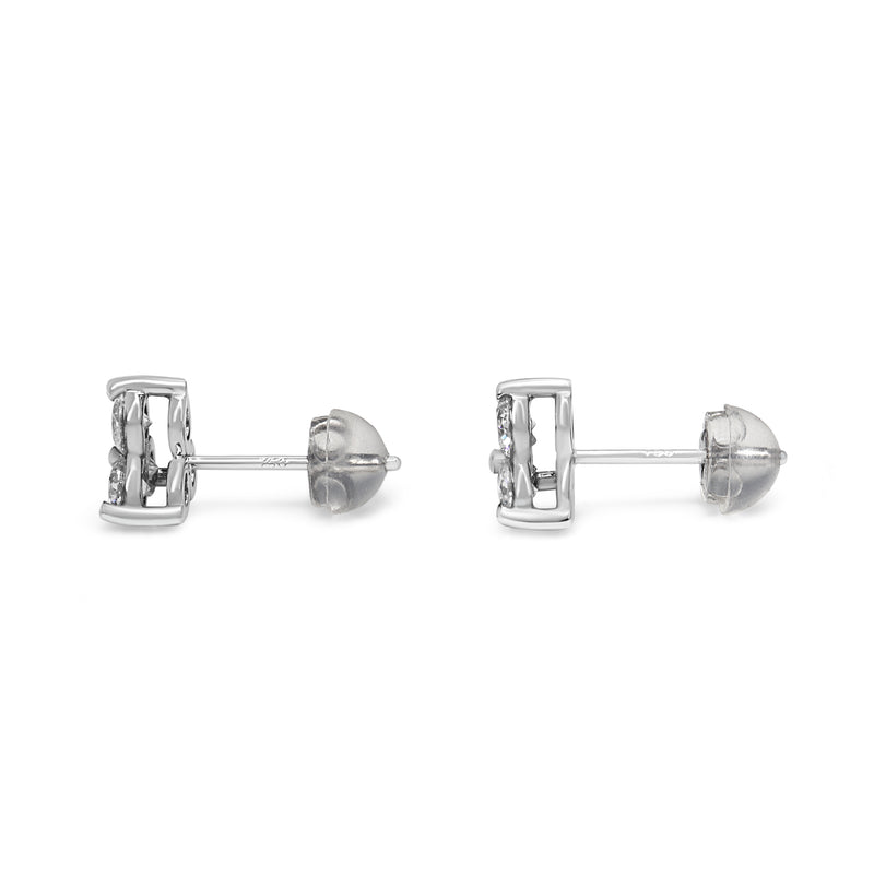 18ct White Gold 3 Leaf Clover Diamond Stud Earrings