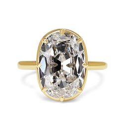 14ct Yellow Gold Old Mine Cushion Cut Lab Grown Diamond Solitaire Ring