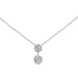 Platinum Drop Cluster Diamond Necklace