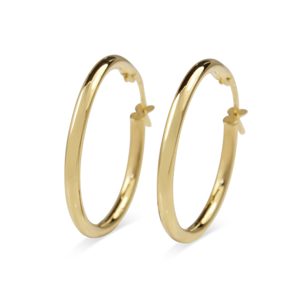 9ct Yellow Gold Thin 20mm Hoop Earrings