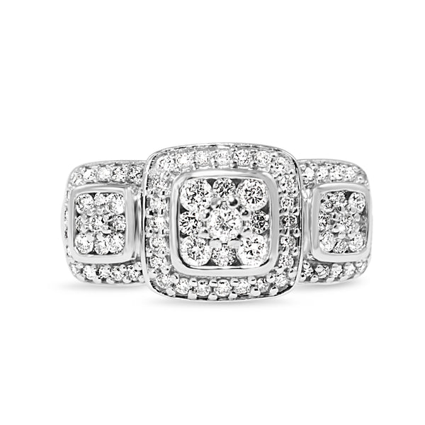 10ct White Gold Diamond Cluster Ring