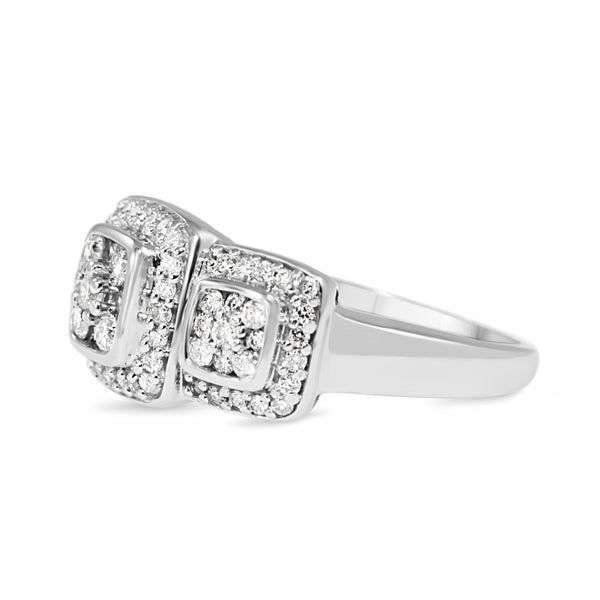 10ct White Gold Diamond Cluster Ring