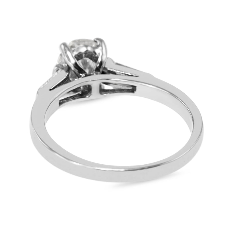 Platinum Oval and Baguette Diamond Ring