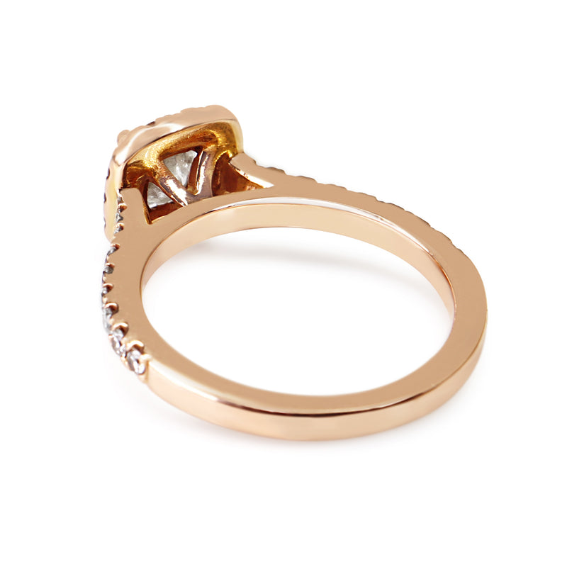 18ct Rose Gold Cushion Cut Diamond Halo Ring