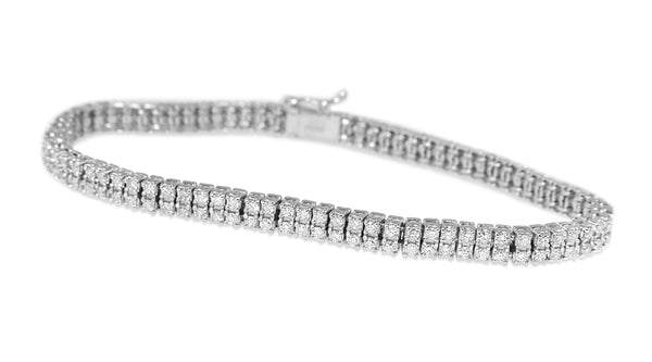 Platinum Double Row Diamond Tennis Bracelet