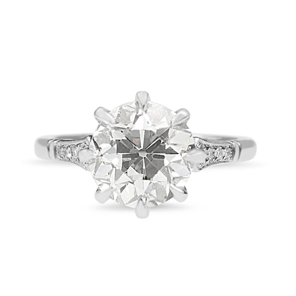 Platinum 3.06ct Old Cut Diamond Solitaire Ring