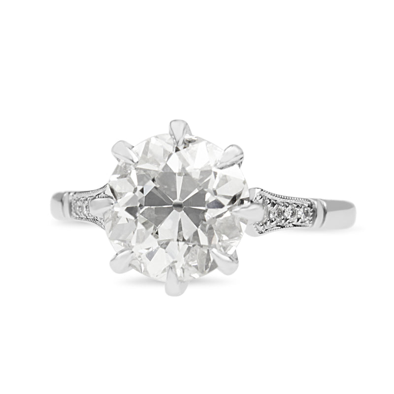 Platinum 3.06ct Old Cut Diamond Solitaire Ring