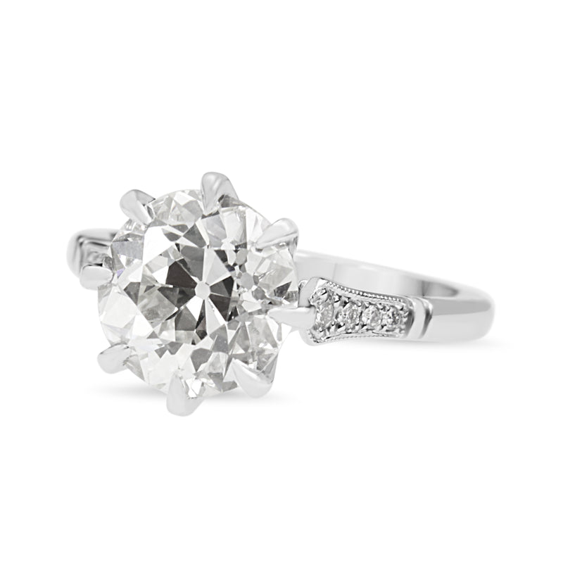 Platinum 3.06ct Old Cut Diamond Solitaire Ring