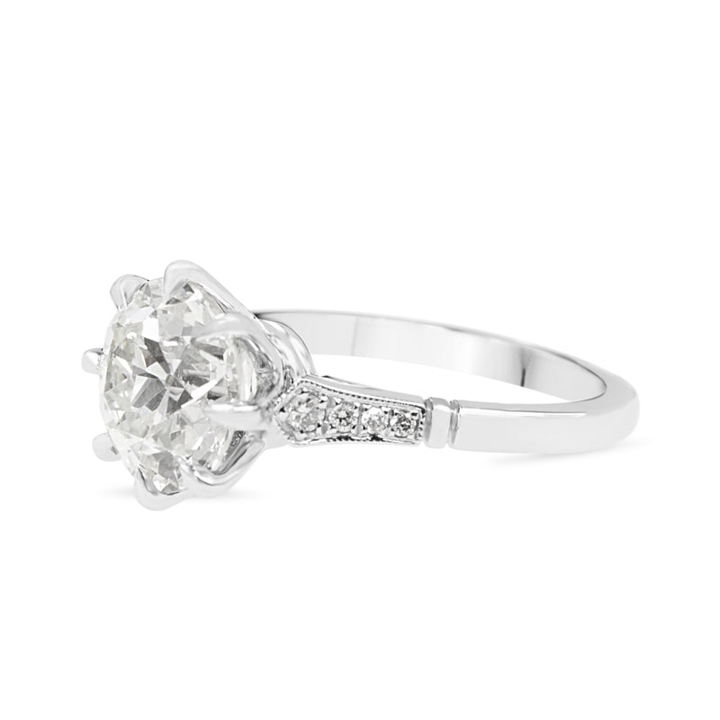 Platinum 3.06ct Old Cut Diamond Solitaire Ring