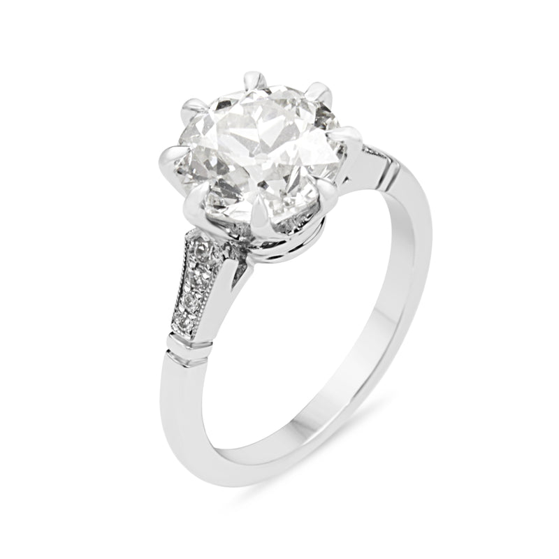 Platinum 3.06ct Old Cut Diamond Solitaire Ring