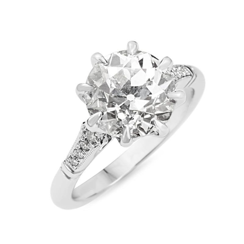 Platinum 3.06ct Old Cut Diamond Solitaire Ring