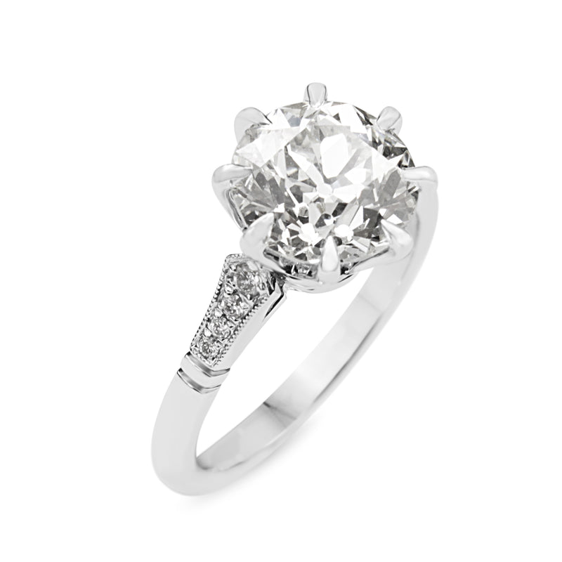 Platinum 3.06ct Old Cut Diamond Solitaire Ring