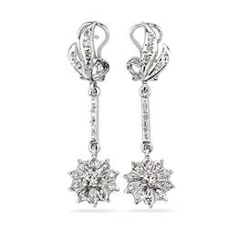 18ct White Gold Vintage Diamond Drop Earrings