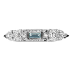 Platinum Art Deco Aquamarine and Old Cut Diamond Bracelet