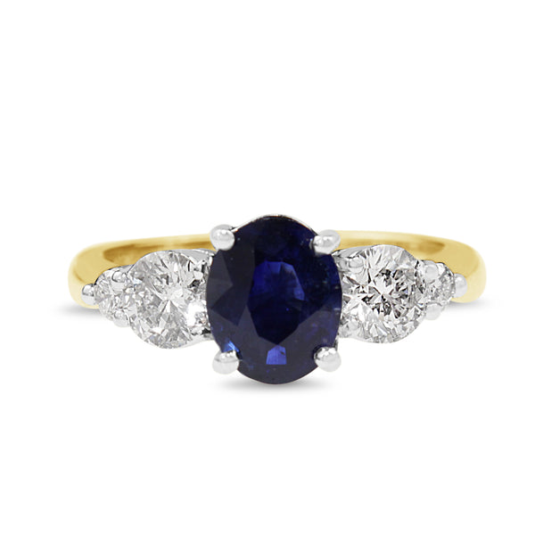 18ct Yellow and White Gold Sapphire and Diamond 5 Stone Ring