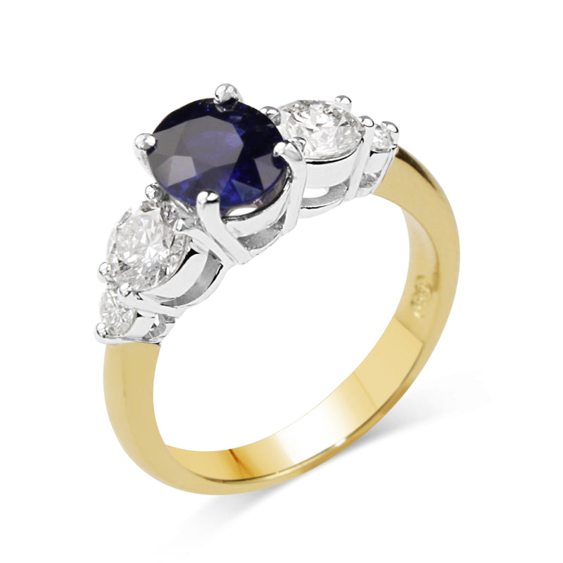 18ct Yellow and White Gold Sapphire and Diamond 5 Stone Ring