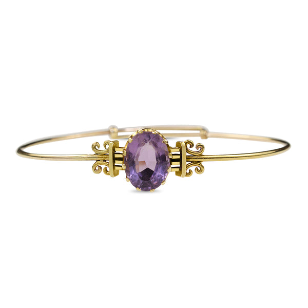 9ct Yellow Gold Antique Amethyst Bangle