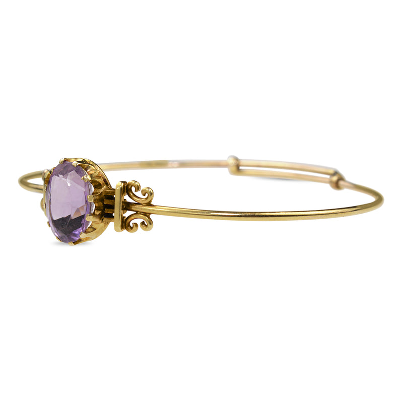 9ct Yellow Gold Antique Amethyst Bangle