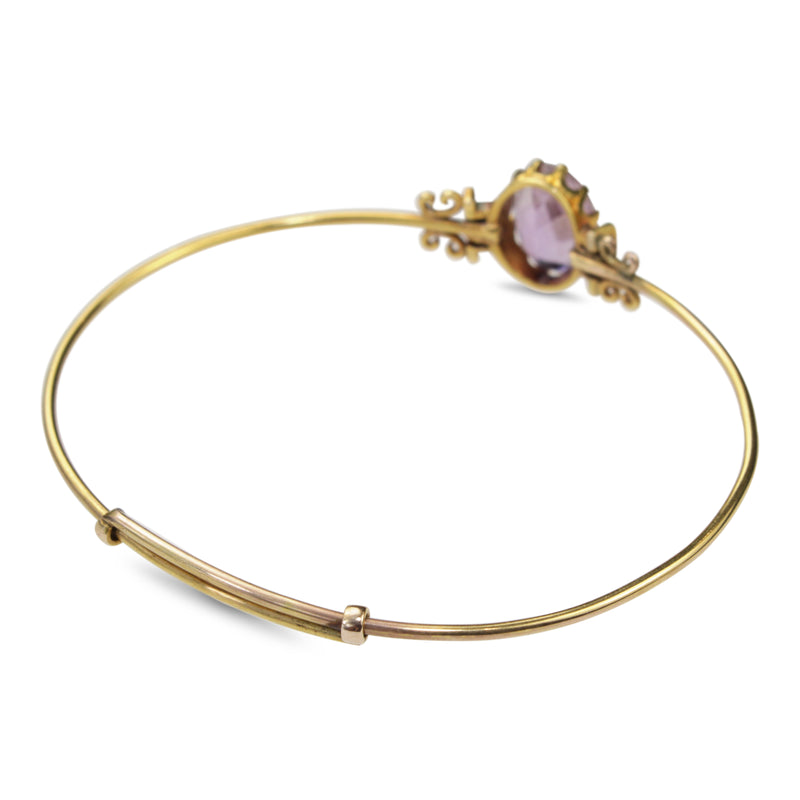 9ct Yellow Gold Antique Amethyst Bangle