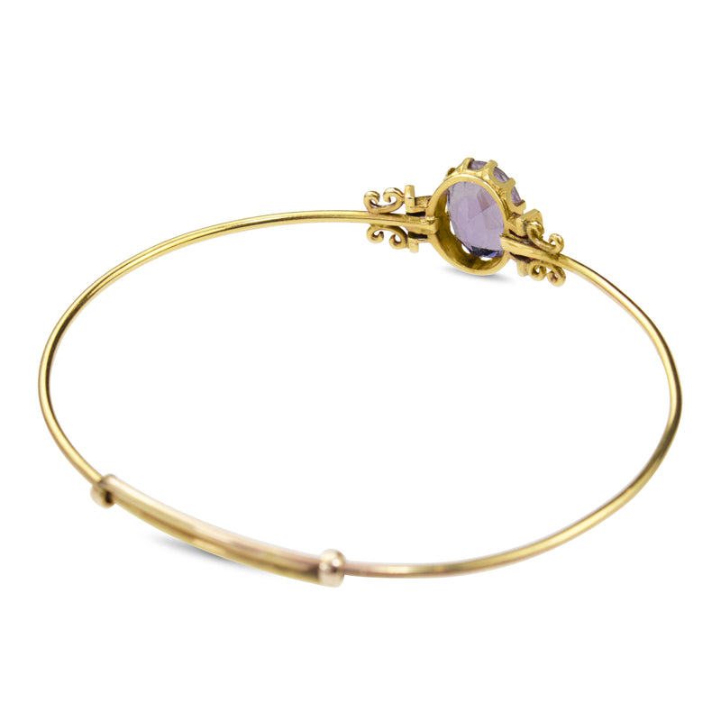 9ct Yellow Gold Antique Amethyst Bangle