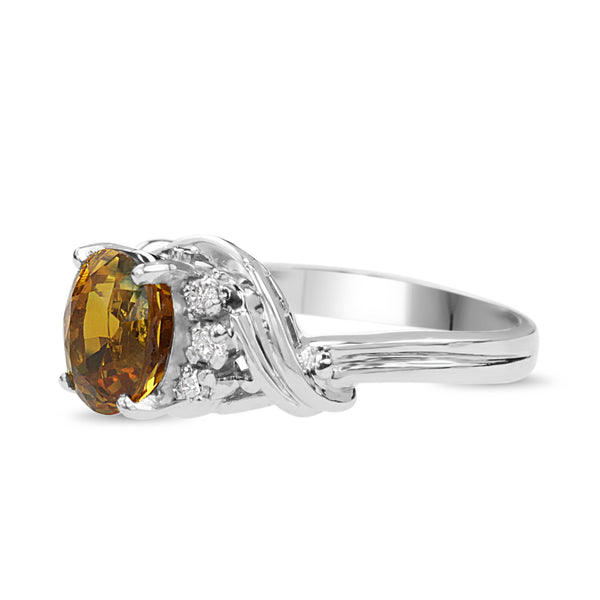 Platinum Yellow / Green Parti Sapphire and Diamond Vintage Ring