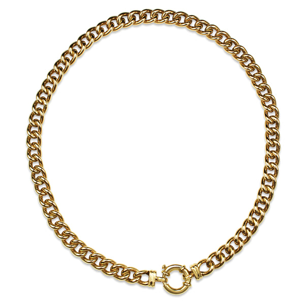 9ct Yellow Gold Solid Curb Link Necklace with Bolt Clasp