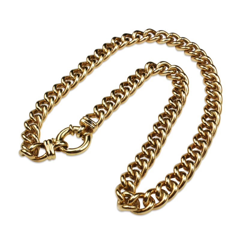9ct Yellow Gold Solid Curb Link Necklace with Bolt Clasp
