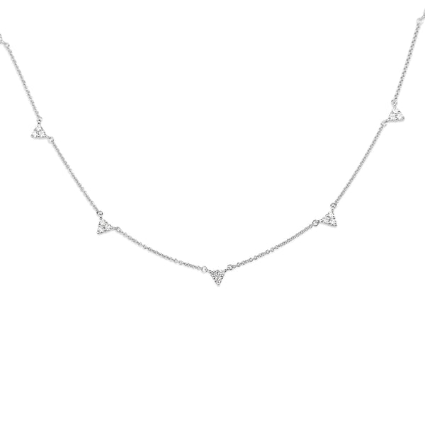 9ct White Gold Diamond Triangles Necklace