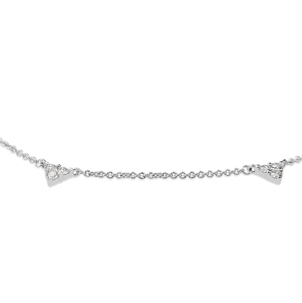 9ct White Gold Diamond Triangles Necklace