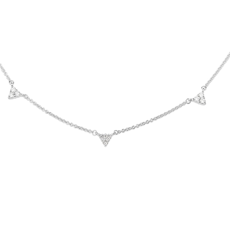 9ct White Gold Diamond Triangles Necklace