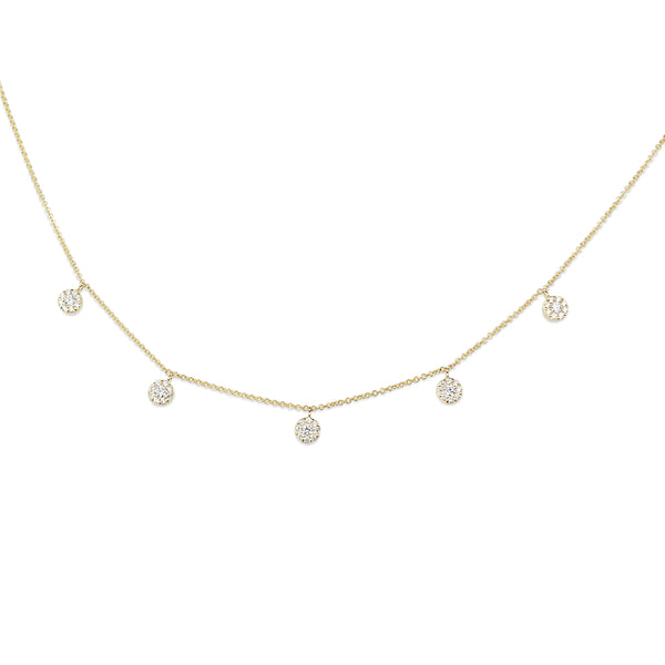 9ct Yellow Gold Diamond Clusters Necklace