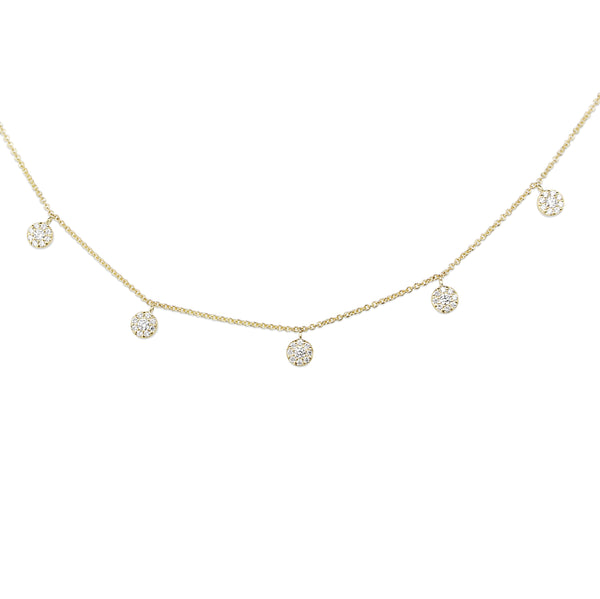 9ct Yellow Gold Diamond Clusters Necklace