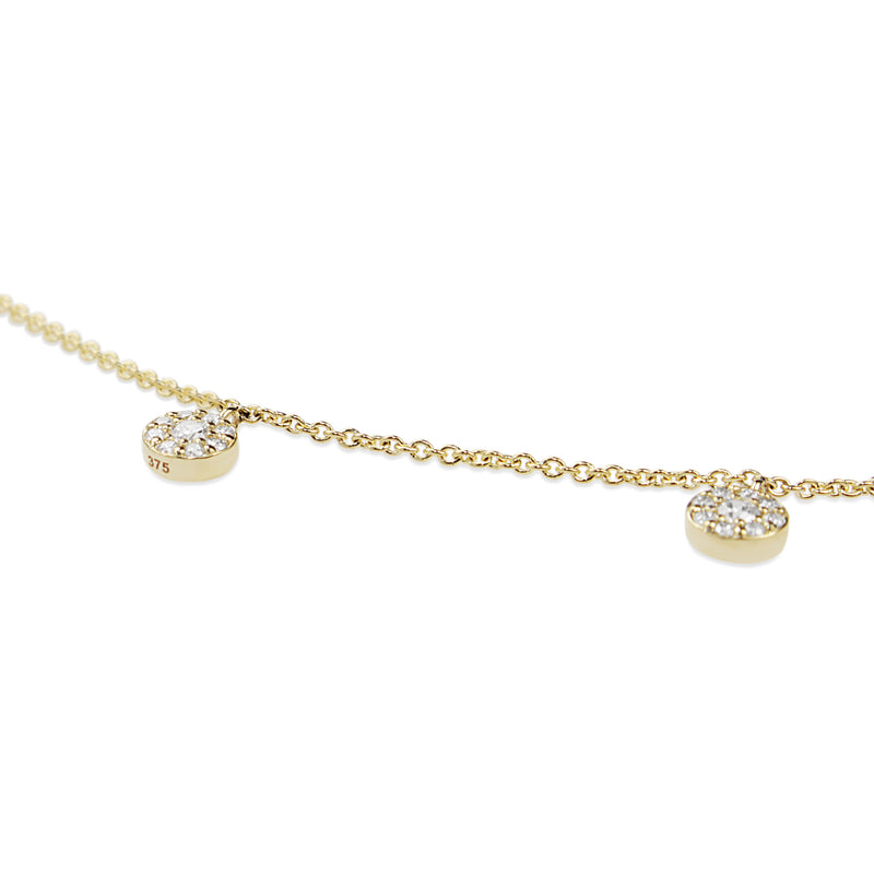 9ct Yellow Gold Diamond Clusters Necklace