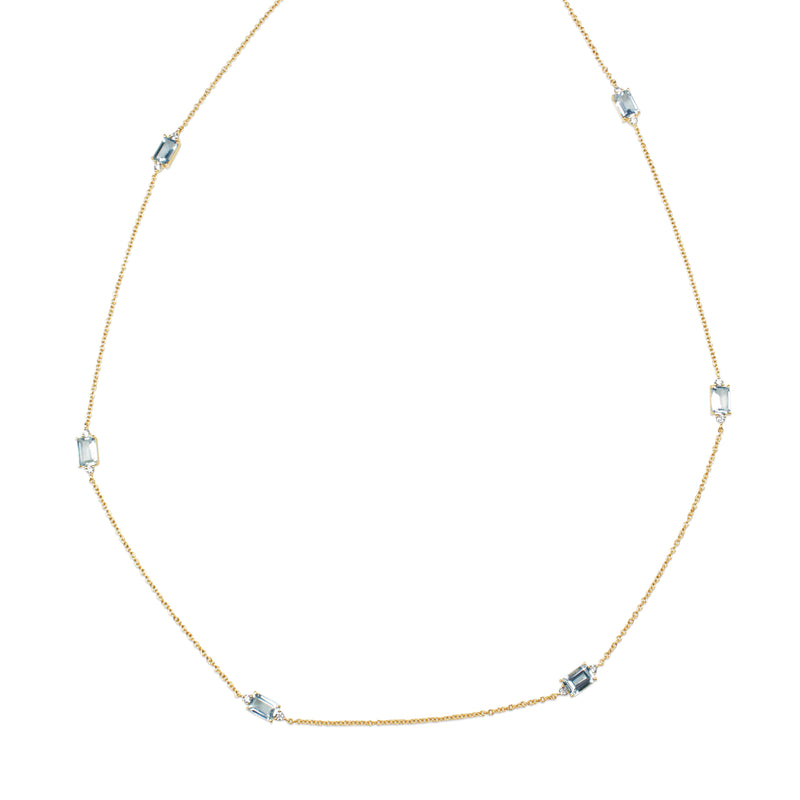 18ct Yellow Gold Aquamarine and Diamond Necklace