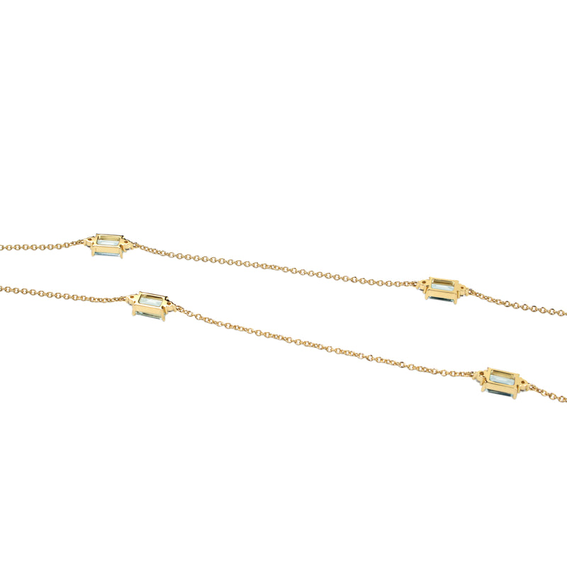 18ct Yellow Gold Aquamarine and Diamond Necklace