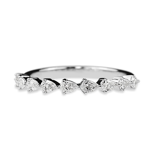 18ct White Gold 9 Stone Pear Diamond Band Ring