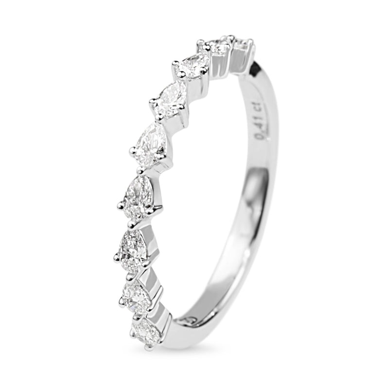 18ct White Gold 9 Stone Pear Diamond Band Ring