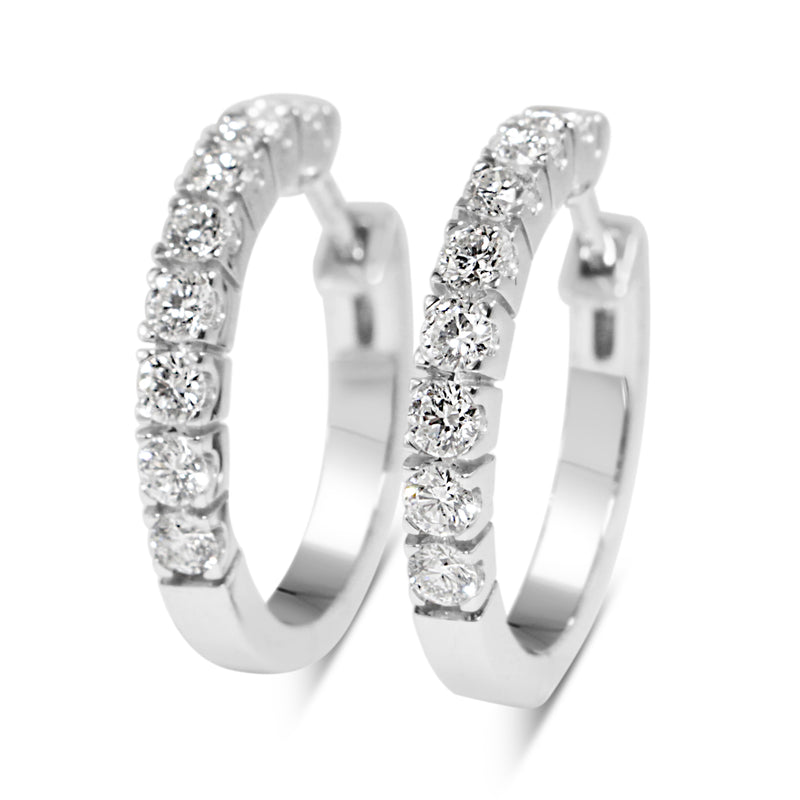 9ct White Gold .80ct Diamond Hoop Earrings